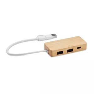 HUBBAM USB elosztó bambuszból