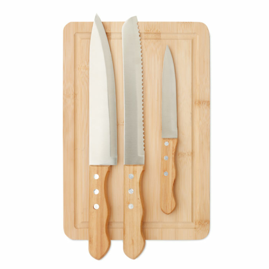 Sharp Chef bambusz vágódeszka 3 darab késsel